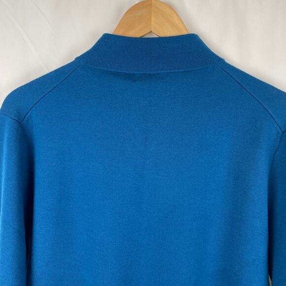 G/Fore Men's V-Neck Merino Wool Quarter Zip Sweater Petrol G4MS23S200 Size M - Picture 9 of 10
